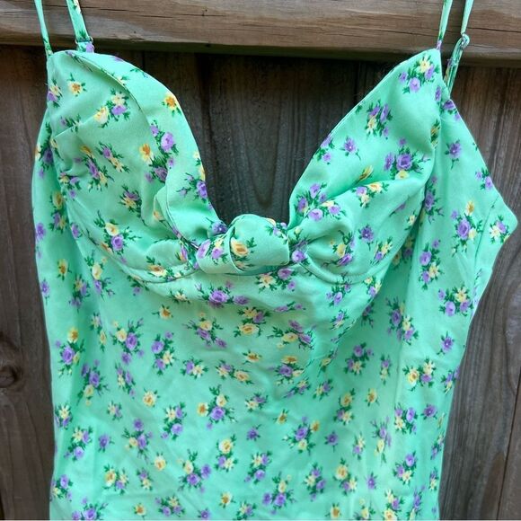 Zara Floral Green Spaghetti Strap Dress, medium - Picture 3 of 6